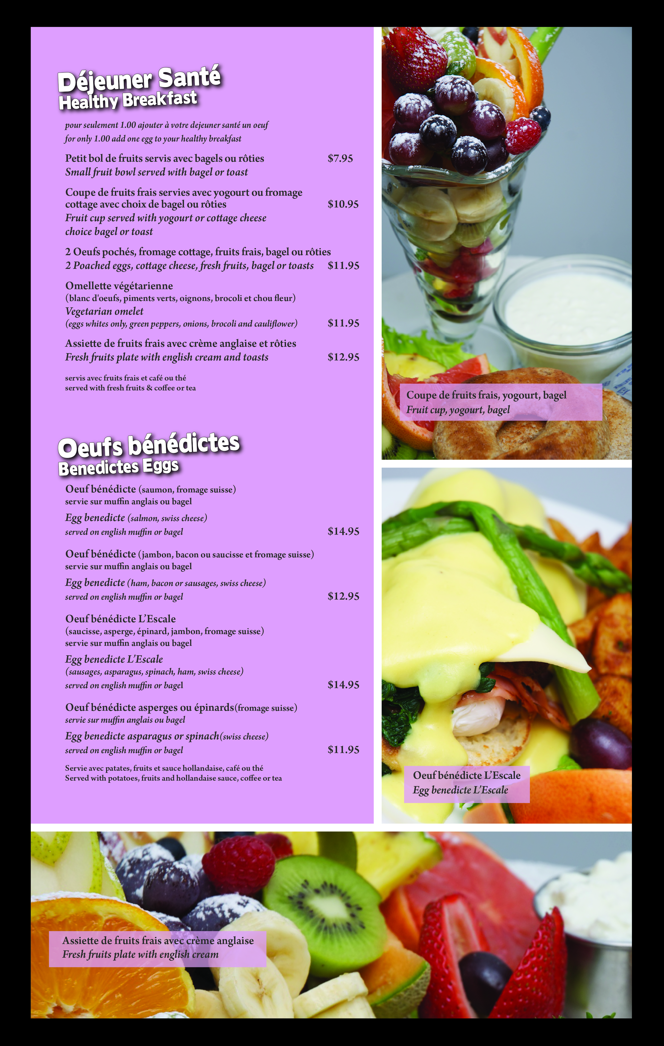 LEscale Restaurant BREAKFAST · DÉJEUNER