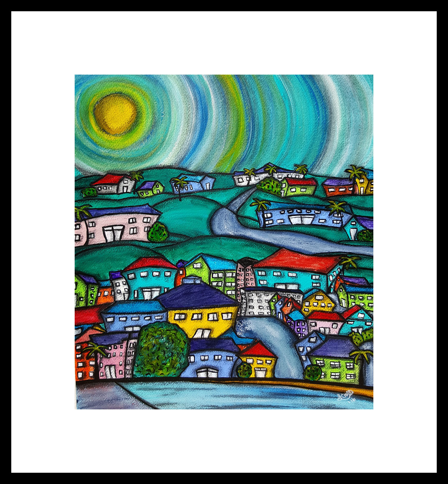 "Port Wannabe" [2016]
14" x 14" (image). 21" x 21" (framed)
Mixed media
SOLD