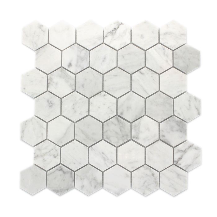 Bianco Carrara Hexagon 2" Polished