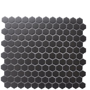 Cali Black 1" hexagon glazed