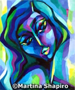 Dark Blue Woman abstract painting by artist Martina Shapiro