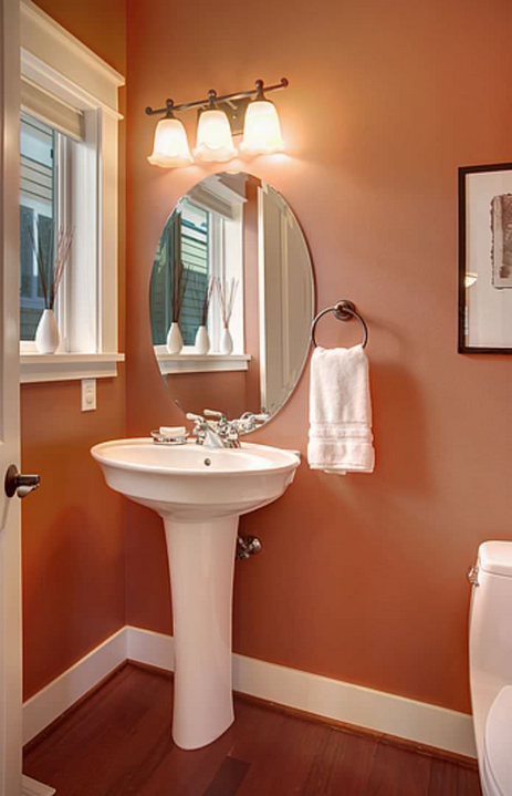 Freshly Painted Bathroom with Pedestal Sink