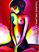 serene nude in pink and red painting