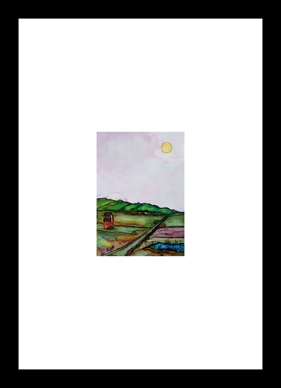 "On the Prairie" [2019]
Image: 5" x 7"
Framed: 10" x 16"
Alcohol Ink on Yuppo
$175.00
