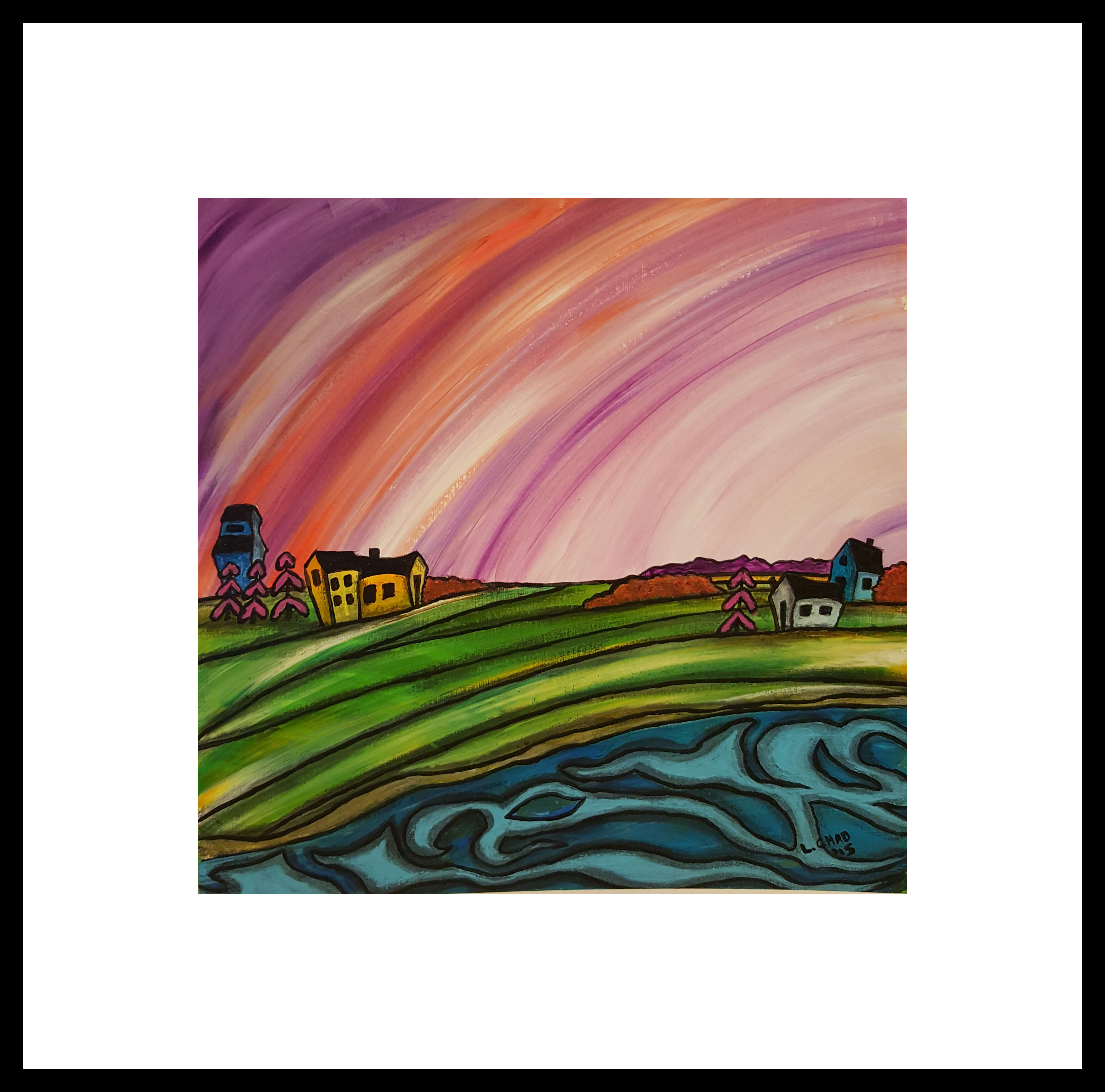 "Prairie Sunset" [2015]
Framed 17.5" x 17.5" 
Mixed media on 246 lb. paper
SOLD