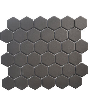 Cali Black 2" hexagon unglazed