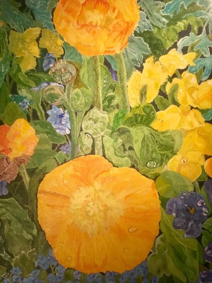 Fleurs de Château d’Amboise, 40”X30”, Acrylic on Canvas, 2019, France