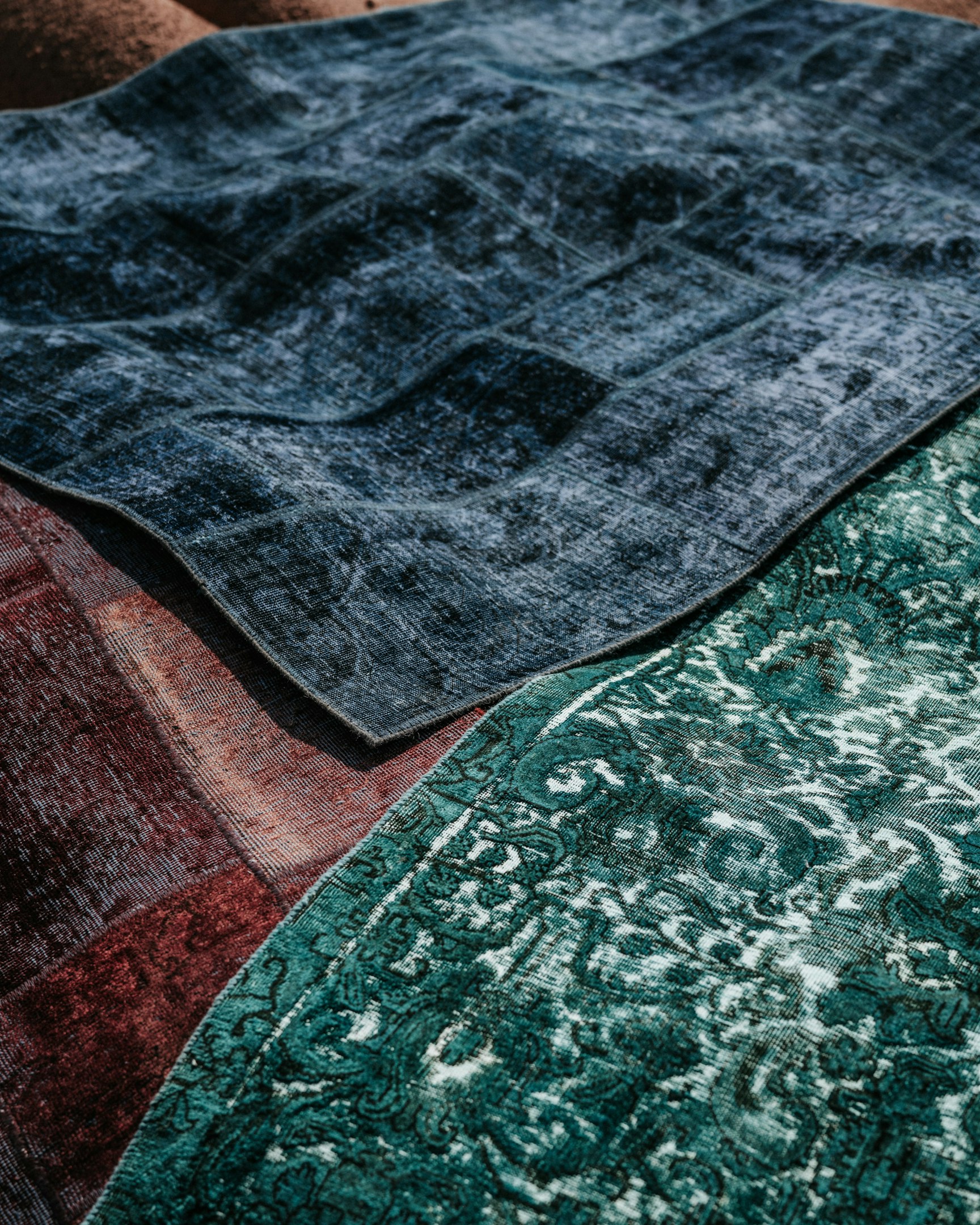 green and brown floral textile