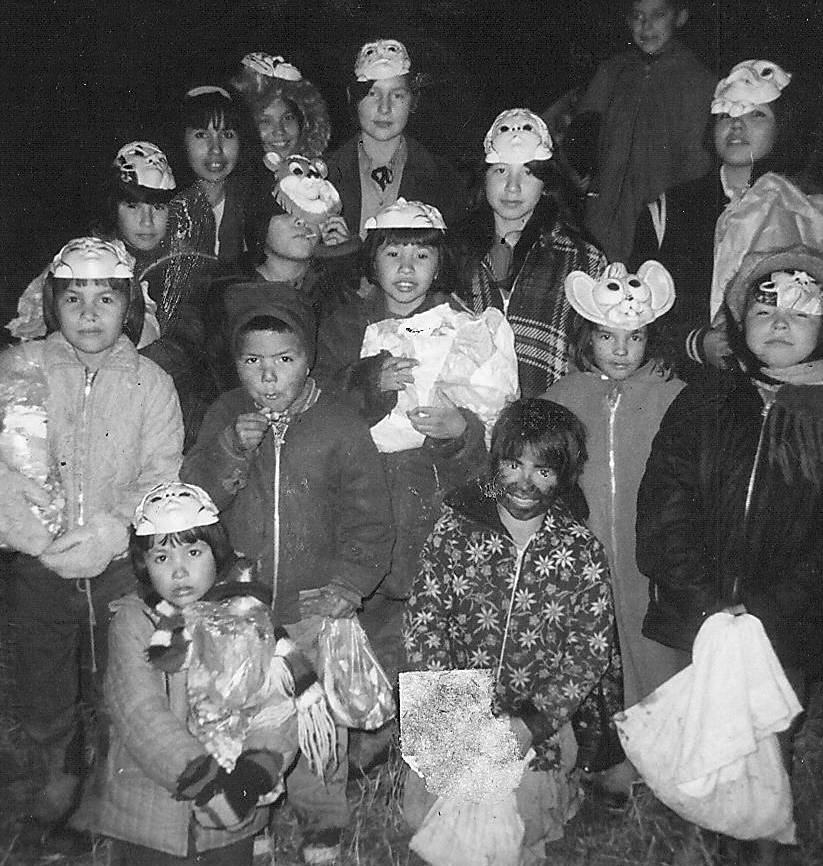 A fitting picture as we approach halloween- these trick or treaters are unknown. It appears they were successful as their various bags are quite full. If you recognize any of them please let us know!

2000.35.02.40 / Bell, Lorna