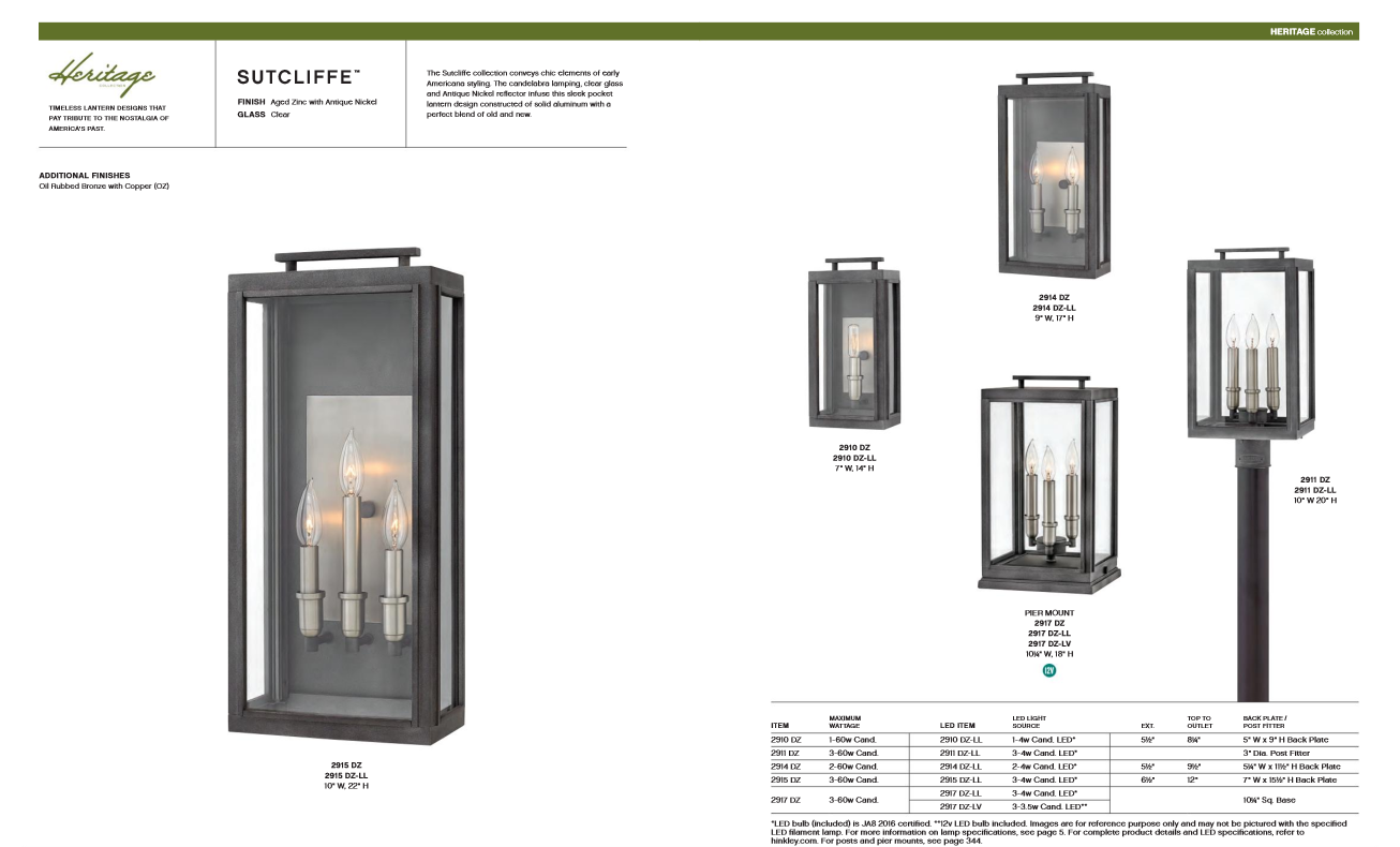 534 Sutcliffe Collection
Available in Aged Zinc or  Oil Rubbed Bronze
Starting at
Regular Price $422.99
On Sale $379.99
