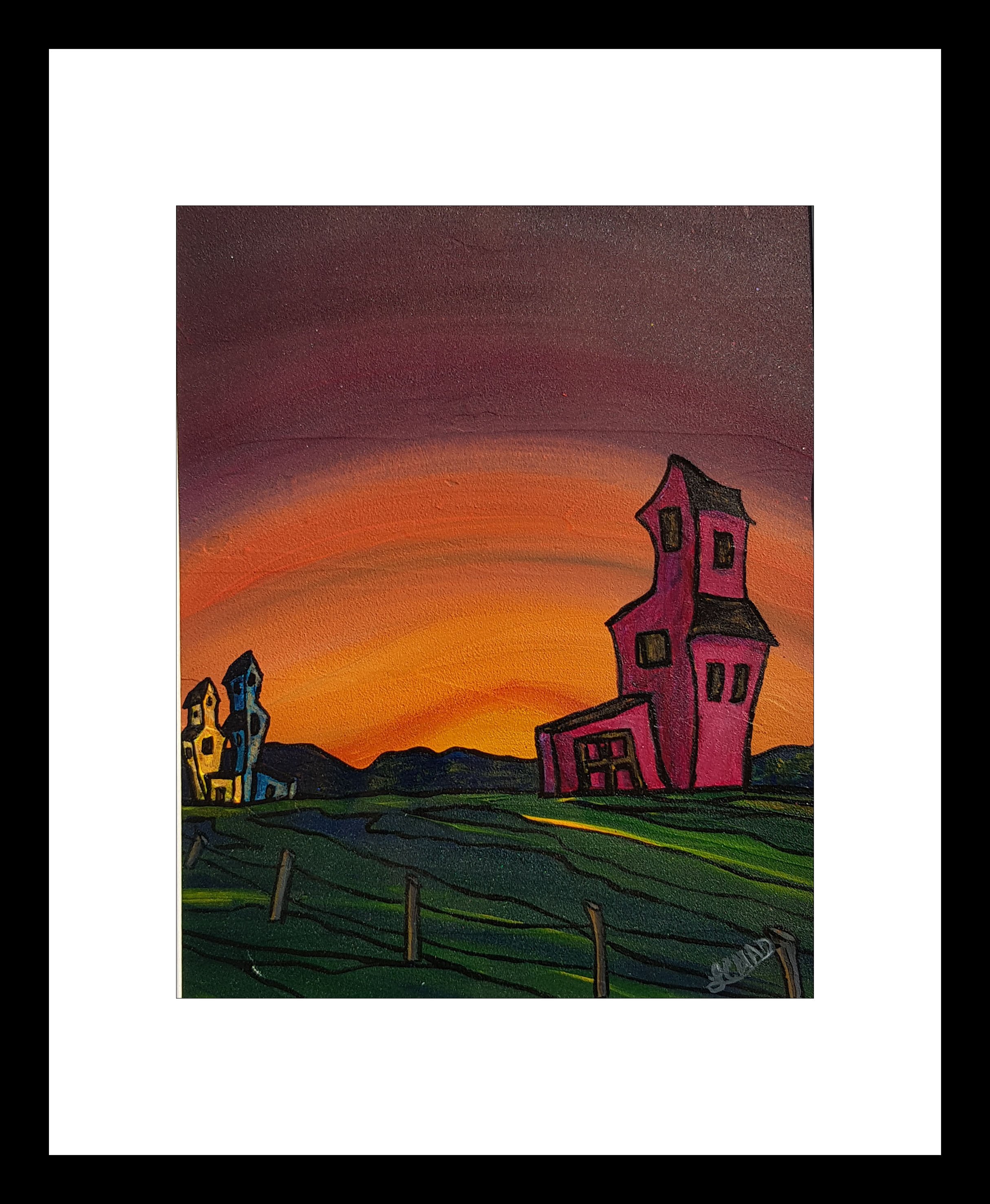 "As the Sun Goes Down" [2018]
Image: 5" x 7" Framed: 20" x 20"
Acrylic on micaceous iron oxide (246 lb paper)
SOLD