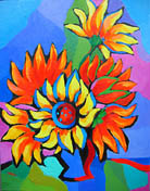 SOLD to FL, USA
"Abstract Sunflowers"
original oil painting
14 x 18"