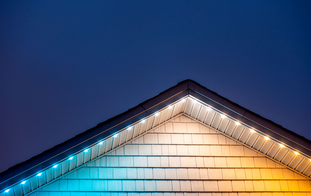 Close up of lights in an eave.