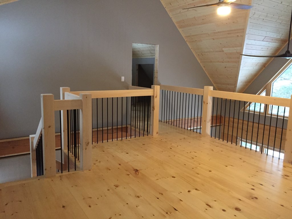 Straight pine Scandinavian style stair