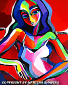 abstract girl in pink dress painting