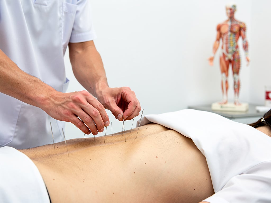 Elderly chiropractor treating male patient on massage table in modern clinic with spine model and anatomy chart Elderly chiropractor treating male patient on massage table in modern clinic with spine model and anatomy chart