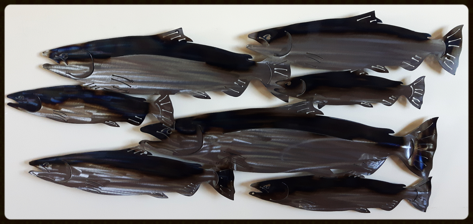 Metal art ,School of salmon, Campbell river BC, Vancouver island BC, Vancouver BC, Victoria BC, British Columbia,Alberta