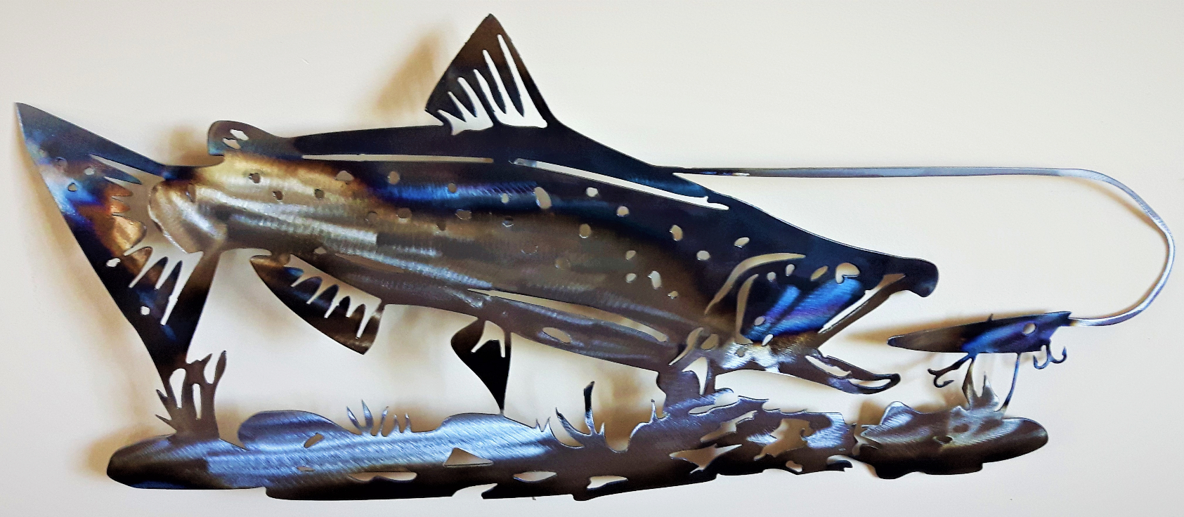 Metal art ,Salmon biting lure, Campbell river BC, Vancouver island BC, Vancouver BC, Victoria BC, British Columbia,Alberta