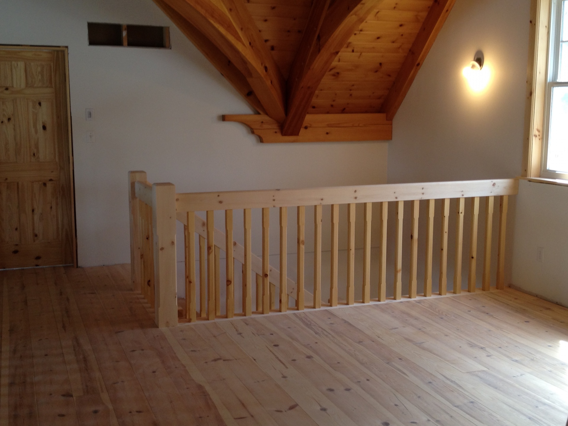 Straight pine Scandinavian style stair
