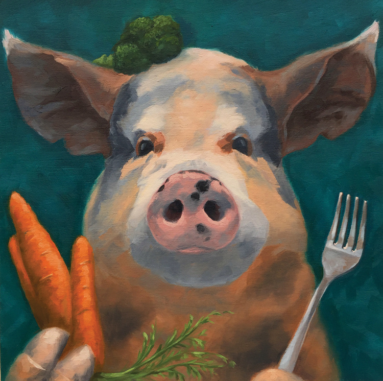 Pig Out
12" x 12"
oil on wood panel