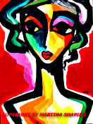 expressionist girl on red painting