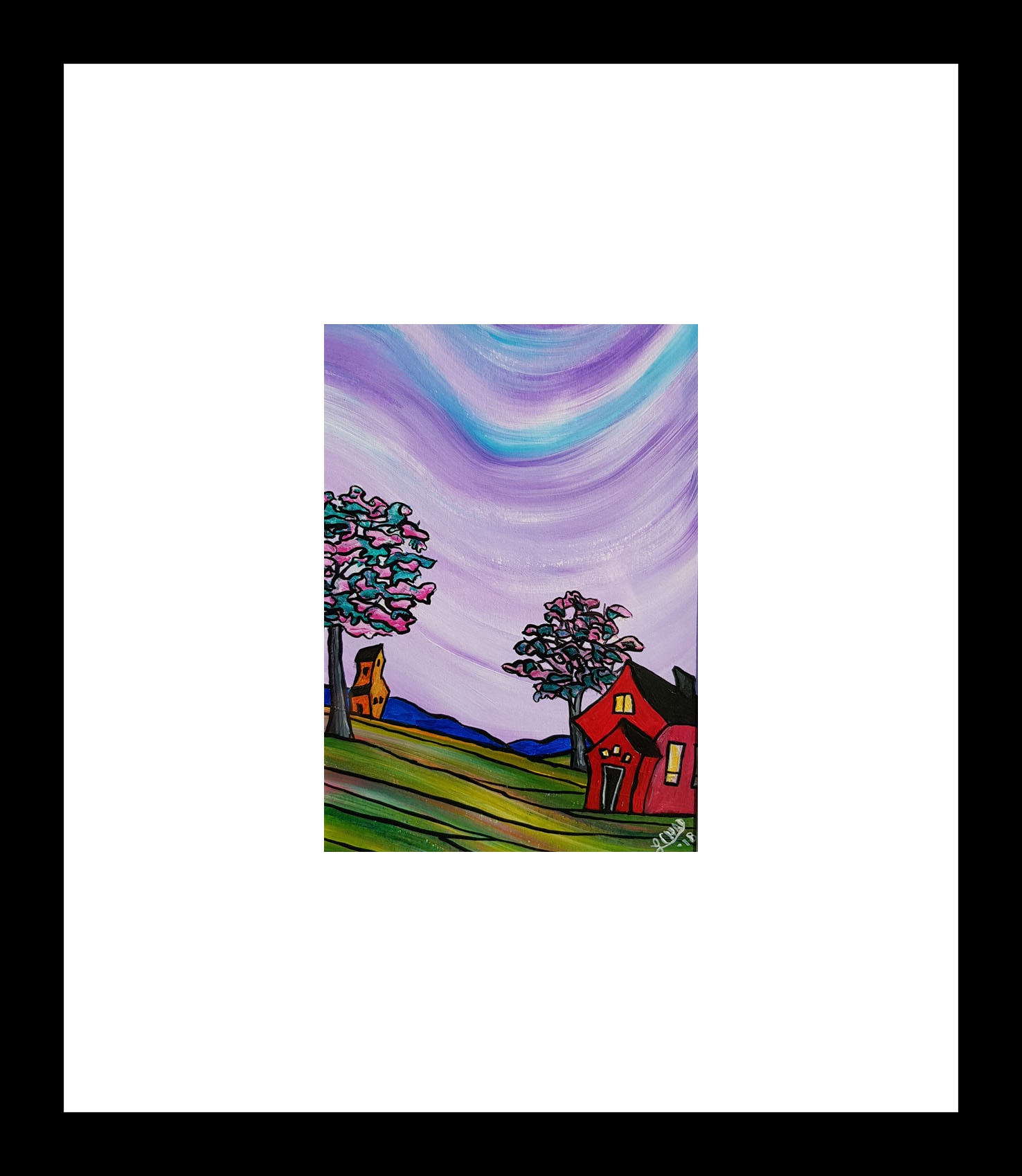 "Oh So Prairie" [2018]
Image: 7.5 x 9.5 
Framed: 20" x 20"
Acrylic on 246 lb. paper
$225.00