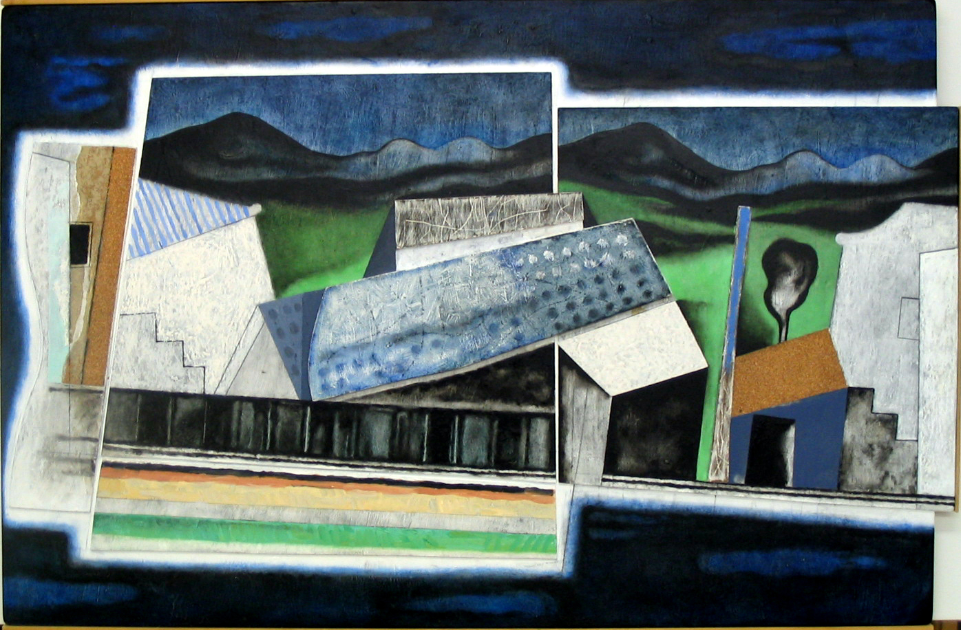 Music at Night, mixed media on panel