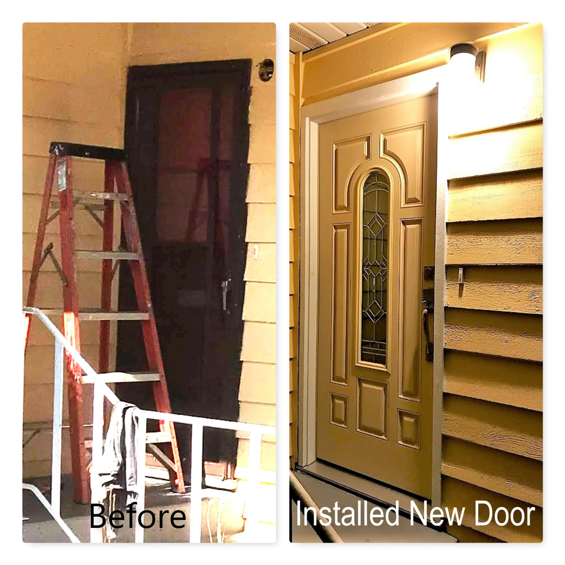 Replaced front entrance door. 
