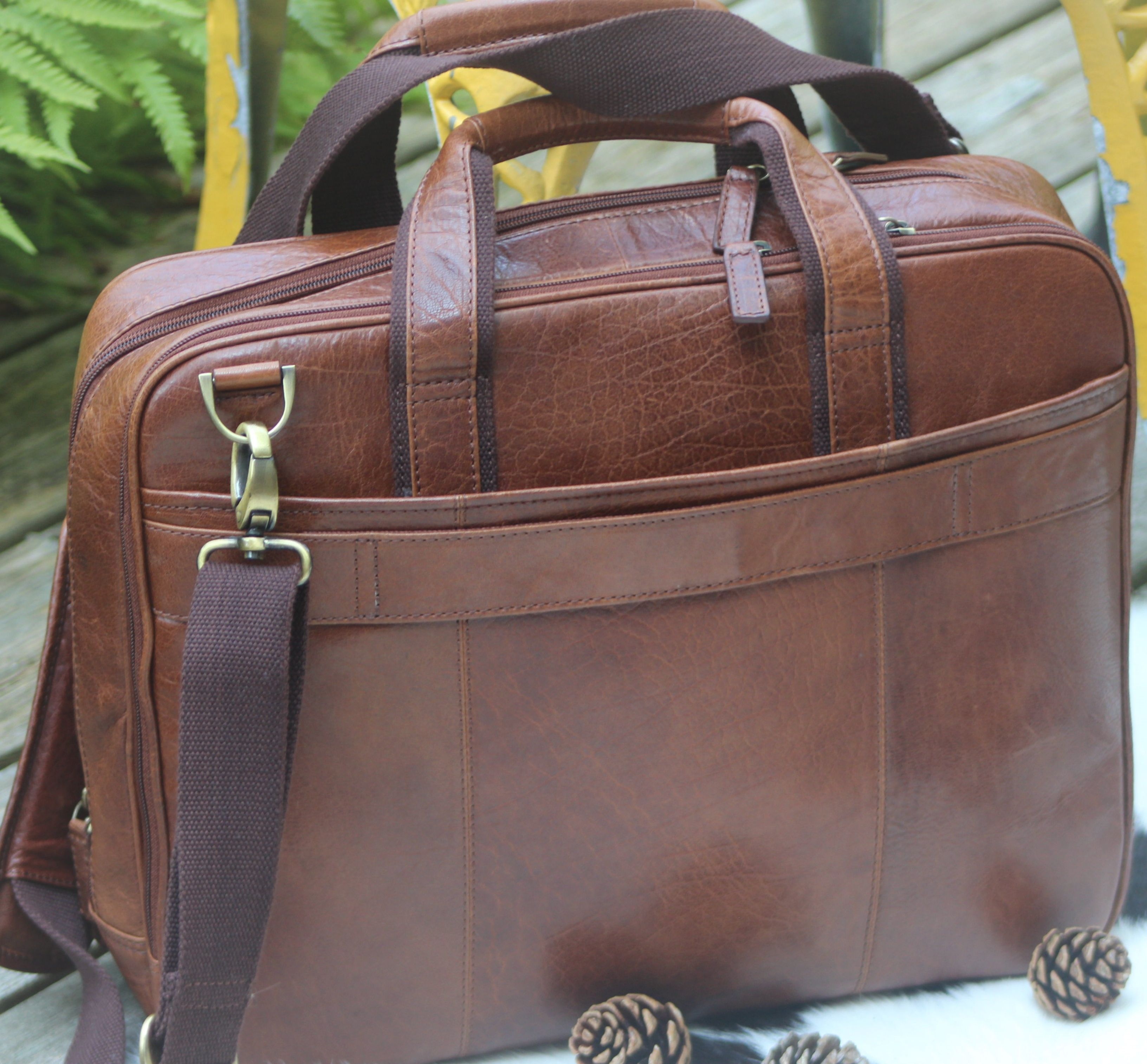 Cognac Laptop Bag/Briefcase- $210.00