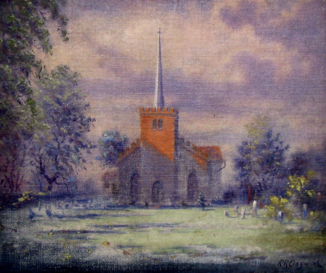 Old English Church, oil on canvas