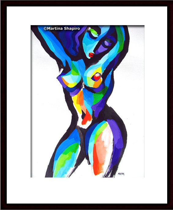 framed painting Abstract Blue Nude