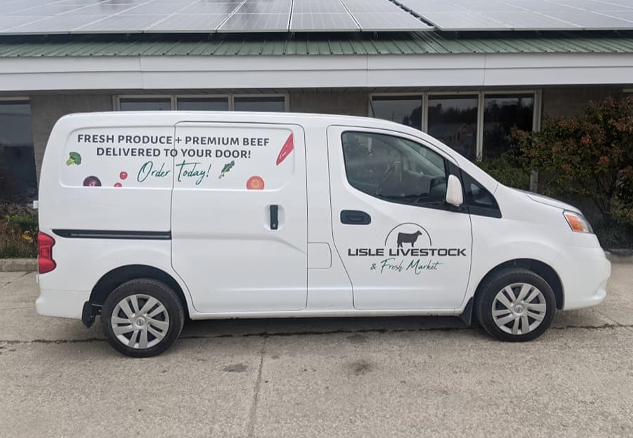 Vehicle with customer logo and designs. 