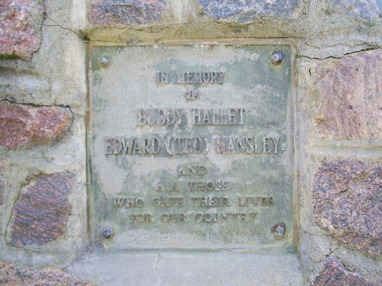 Close up of the memorial plaque.