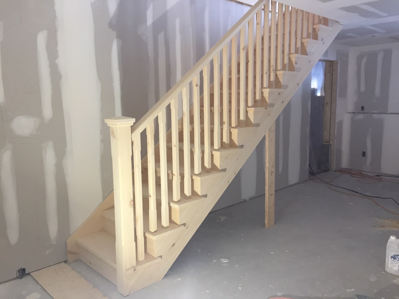 Straight pine stairs