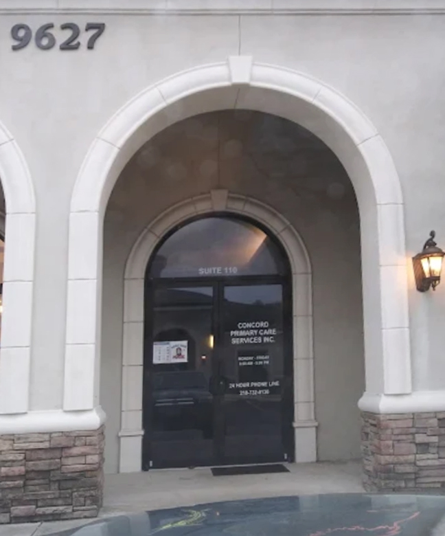 The front door entrance to the business