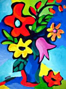 SOLD to Vence, France
"Floral Expression On Blue"
original oil on canvas painting,
9x12 inches