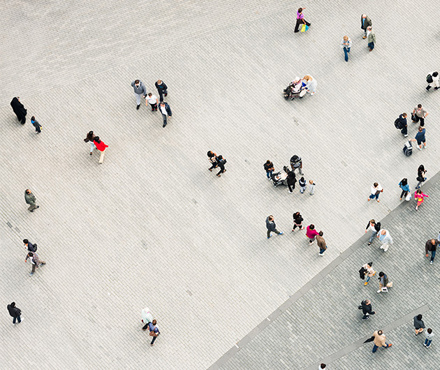 Aerial shot of a crowd