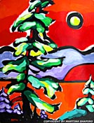 SOLD to BC, Canada.
 "West Coast Tree"
original painting in ink and acrylic
 on paper, 15 x 20 inches