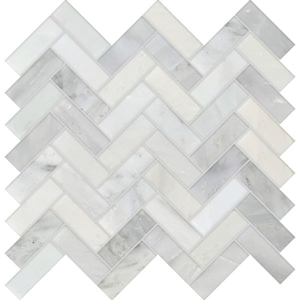 Bianco Macchiato Herringbone 1"x3"