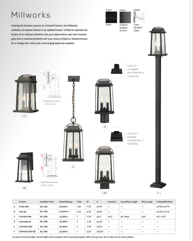 107 Millworks Collection
Available  in Black or Oil Rubbed Bronze
Starting at
Regular Price $182.99
On Sale $164.99