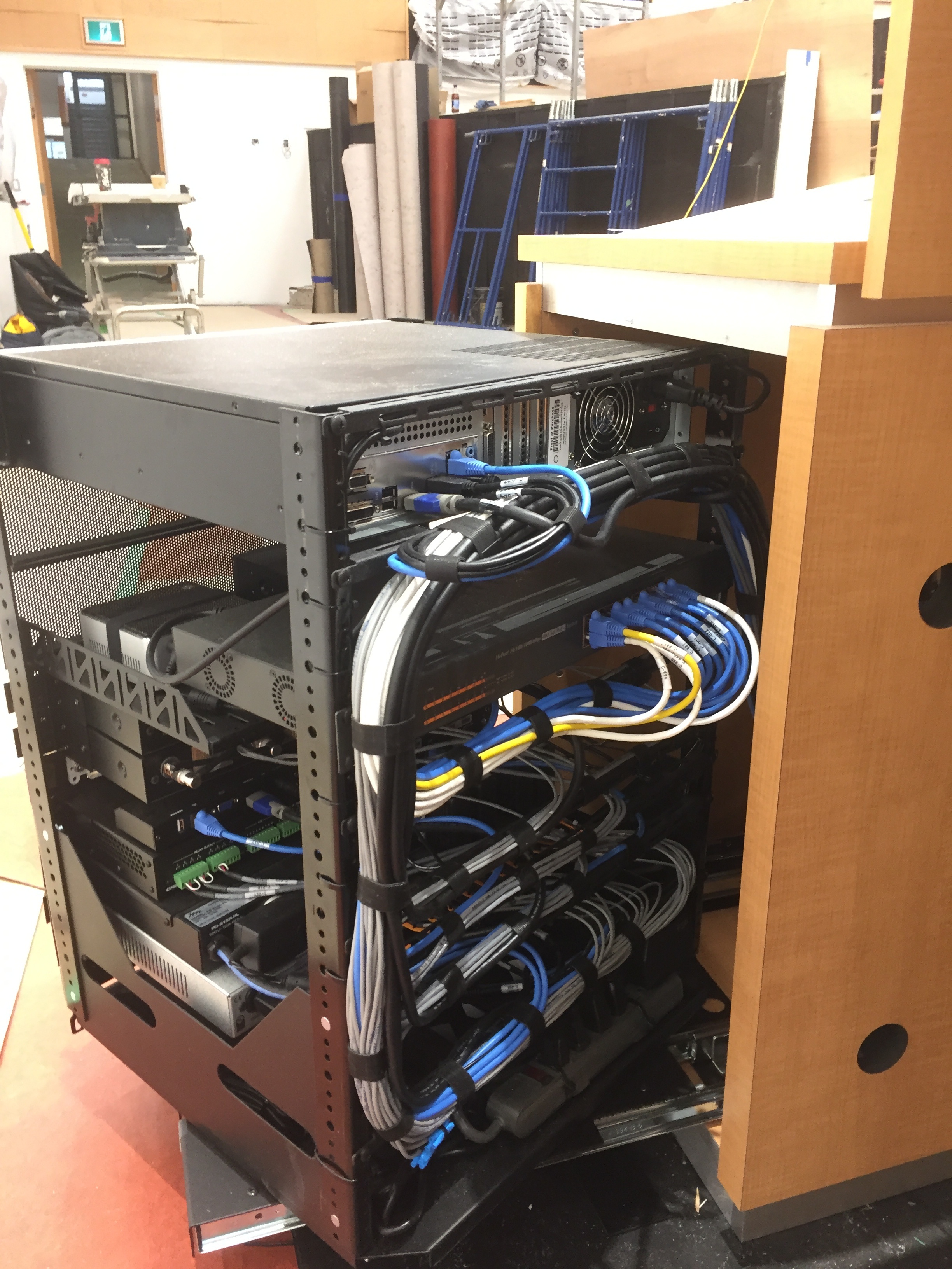 Advanced Broadcast Cabling, Installation of Cables and Equipment, LECTURE THEATER LECTERN RACK, SMALL RACK, PULL OUT RACK, CREDENZA, DATA PATCH, NETWORK PATCH, CRESTRON CONTROL