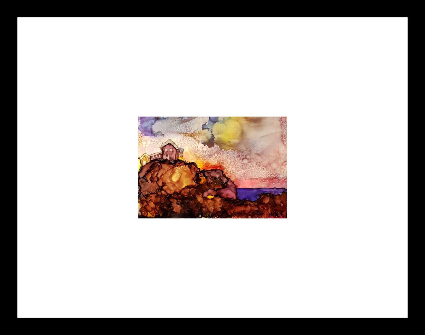 "Seaside Retreat" {2019}
Image: 7" x 5". Framed: 16" x 10"
Alcohol Ink on Yuppo
$175.00