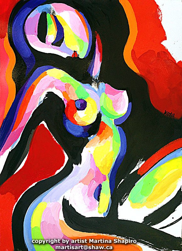 Abstract Sitting Nude original painting by Martina Shapiro