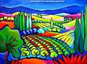 abstract vineyard landscape painting