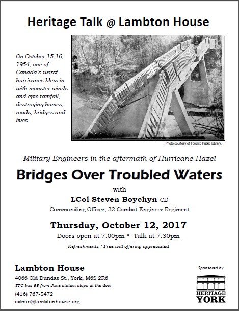 Poster for Hurricane Hazel talk October, 12, 2017