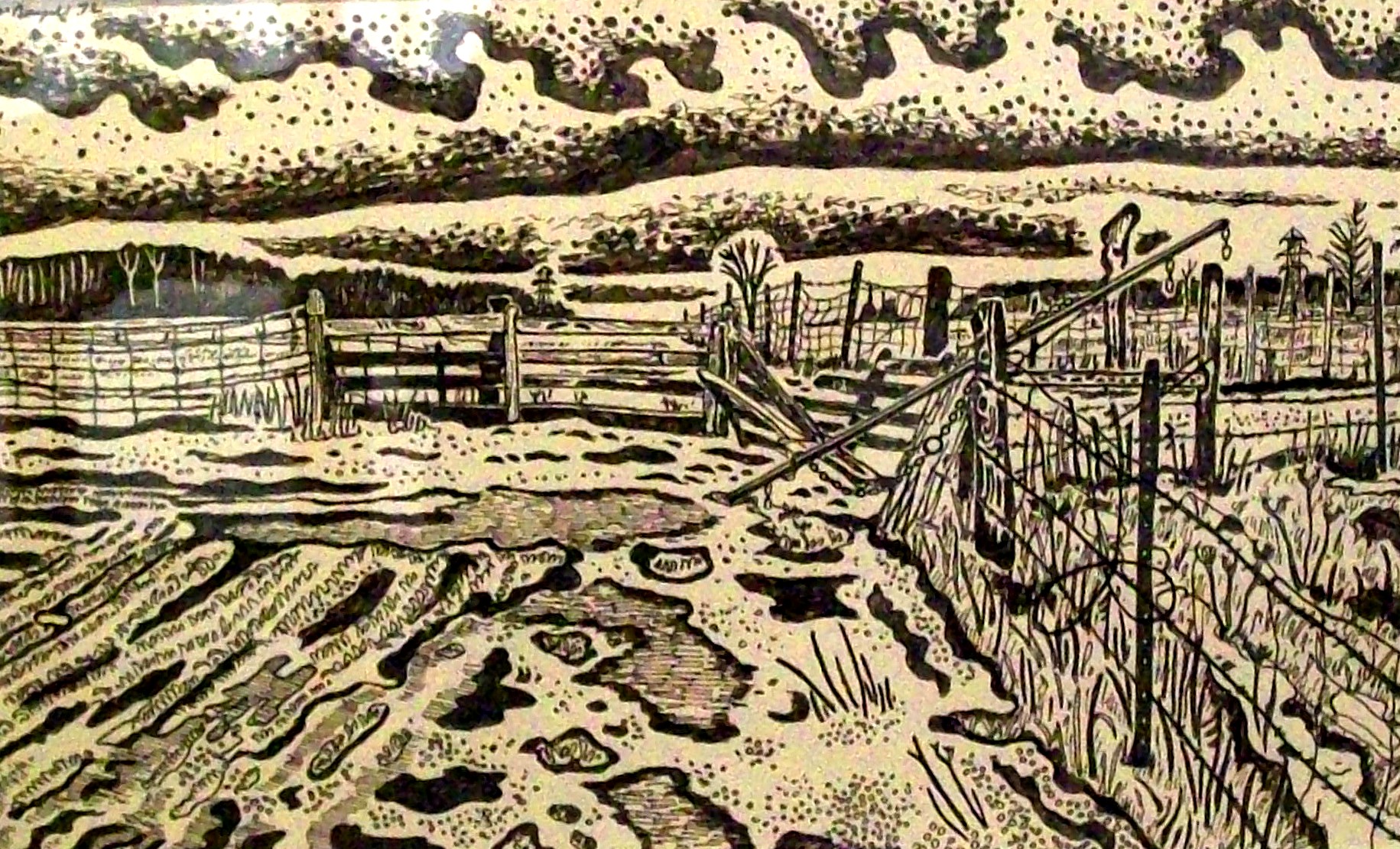 Fence Watson's Farm, ink on newsprint
