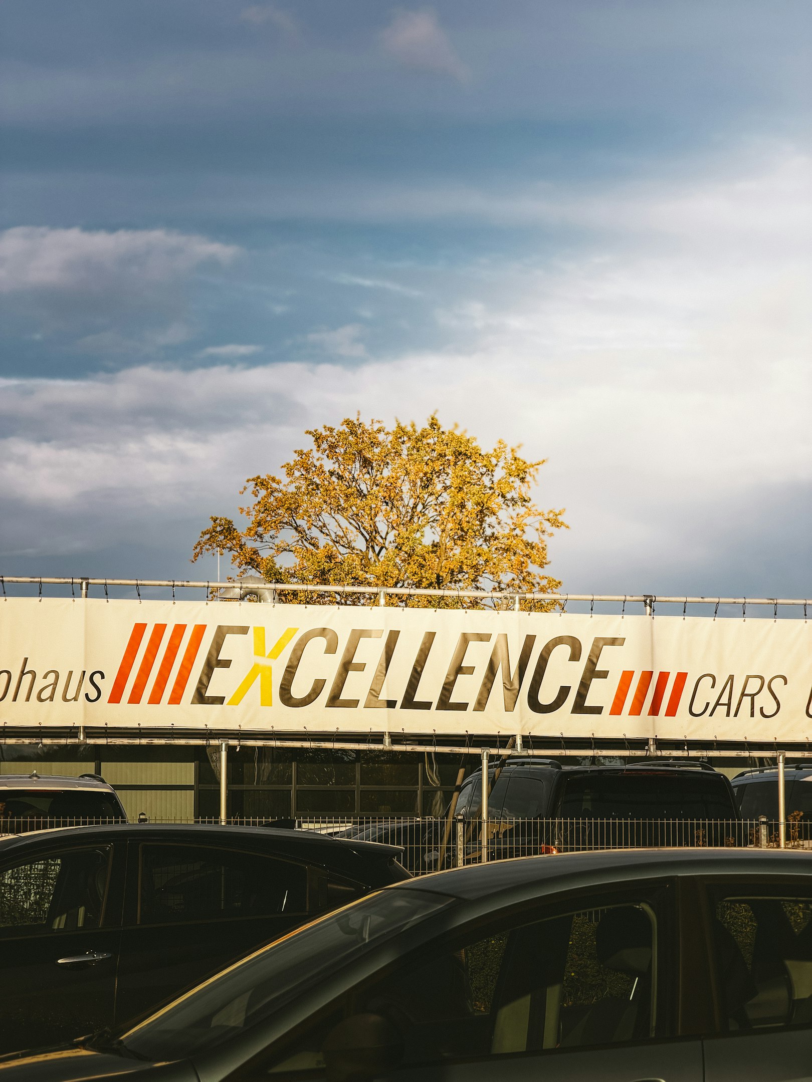 Car dealership with excellence cars sign