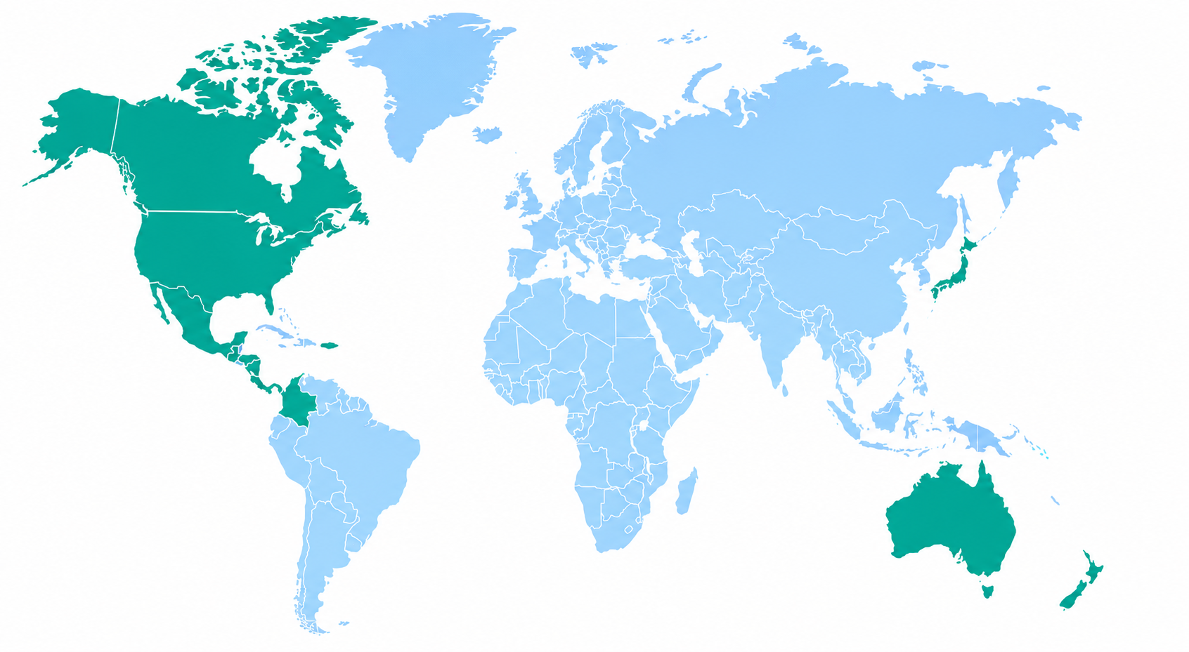 World map showing countries where TM3 United is established. World map showing countries where TM3 United is established.