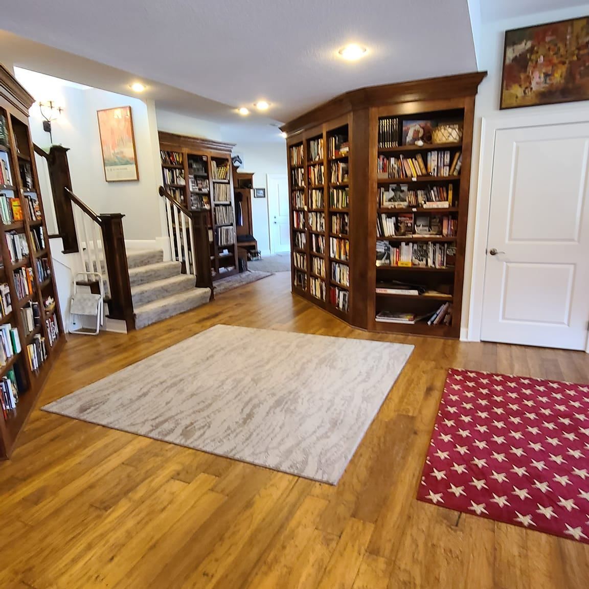 Elegant Home Library and Entryway with Hardwood Floors