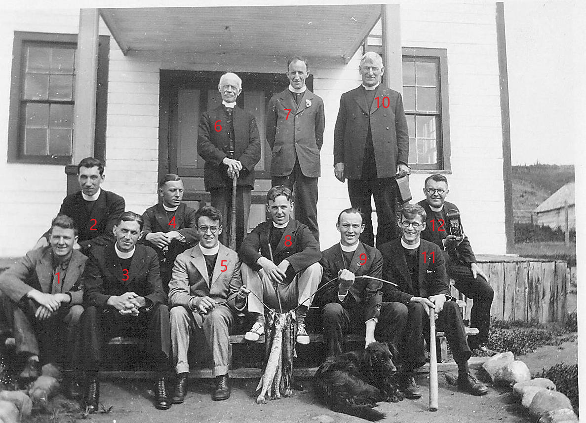 This picture is labelled as "Anglican Priests Lesser Slave Lake with fish catch of the Day" and is dated July 1929. It comes from the Hugh & Lillian Lamberton collection - Hugh being a priest at Fort Vermilion for many years. Do you recognize any of the individuals?
998.5.23.172 / Lamberton, Rev Hugh & Lillian